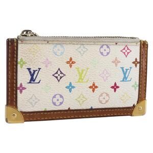 LOUIS VUITTON Monogram Multicolor Pochette Cles Purse White M92655 Auth 152602